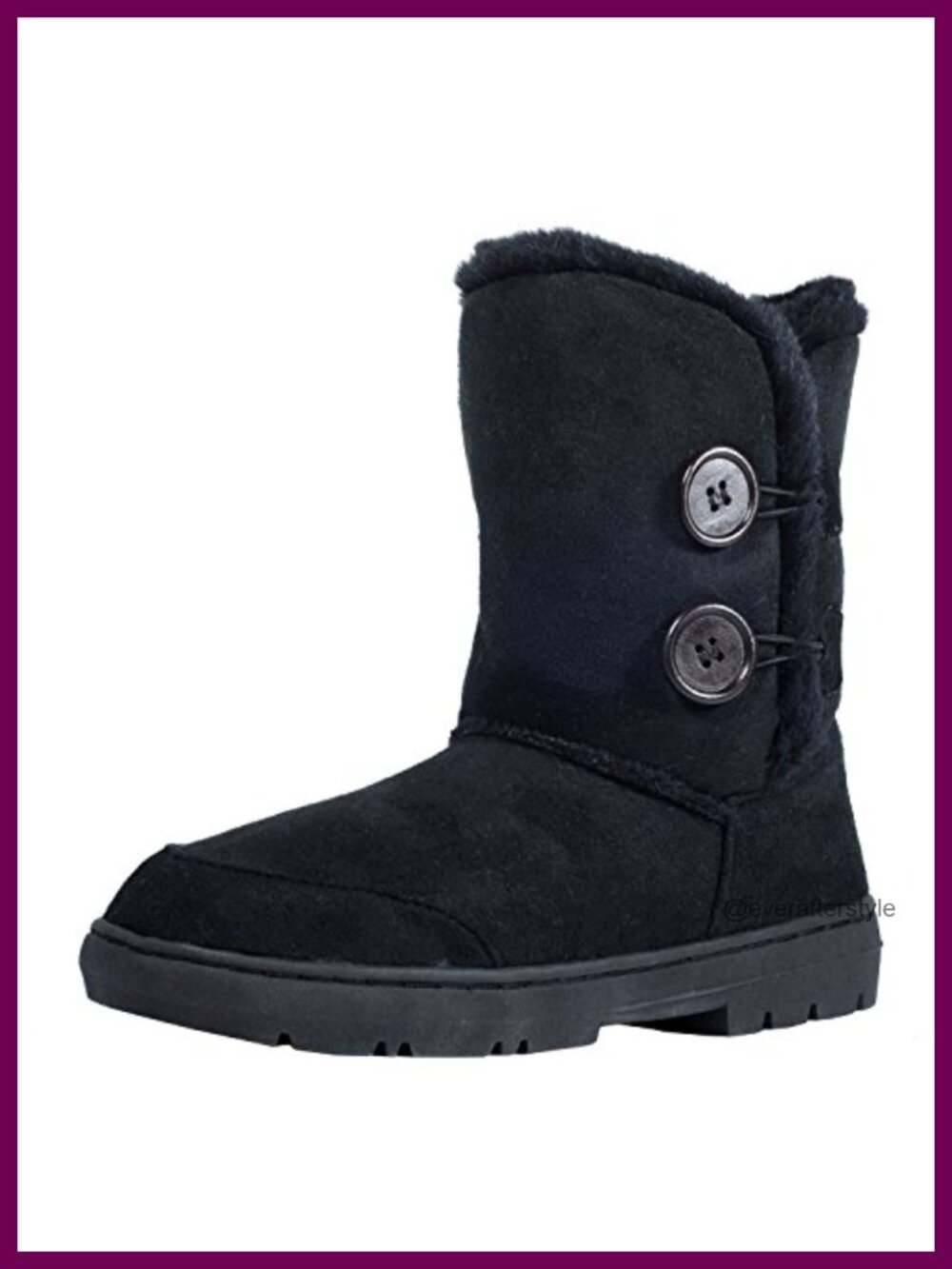 Faux Fur Lined Twin Button Winter Snow Boots Mid-Calf Women